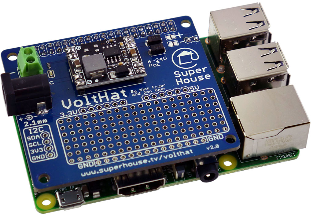 VoltHat Voltage Regulator / PoE for Raspberry Pi SuperHouse Automation